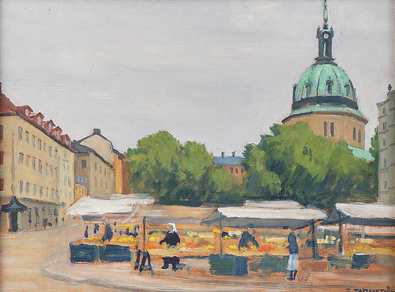 GUNNAR ZETTERSTRÖM. Oil painting, Stockholm motif, signed.