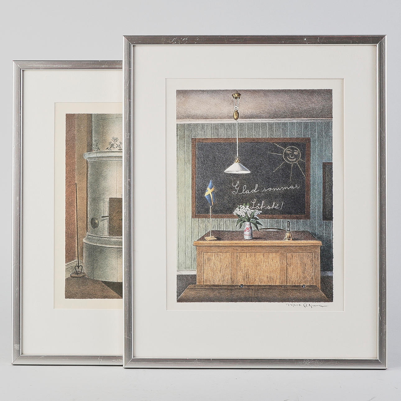 REINHOLD LJUNGGREN. Colour lithographs, 2 pcs, signed, numbered 177/250, interior.