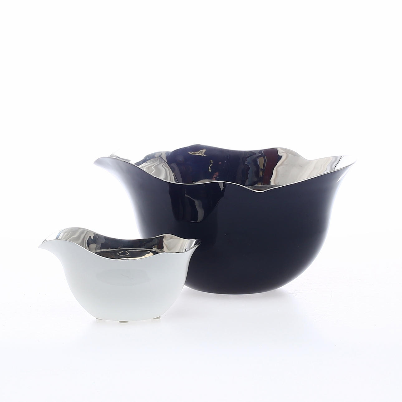 SKÅLAR, 2 st, metall, Gunnar Cyrén, Orrefors Jernverk.