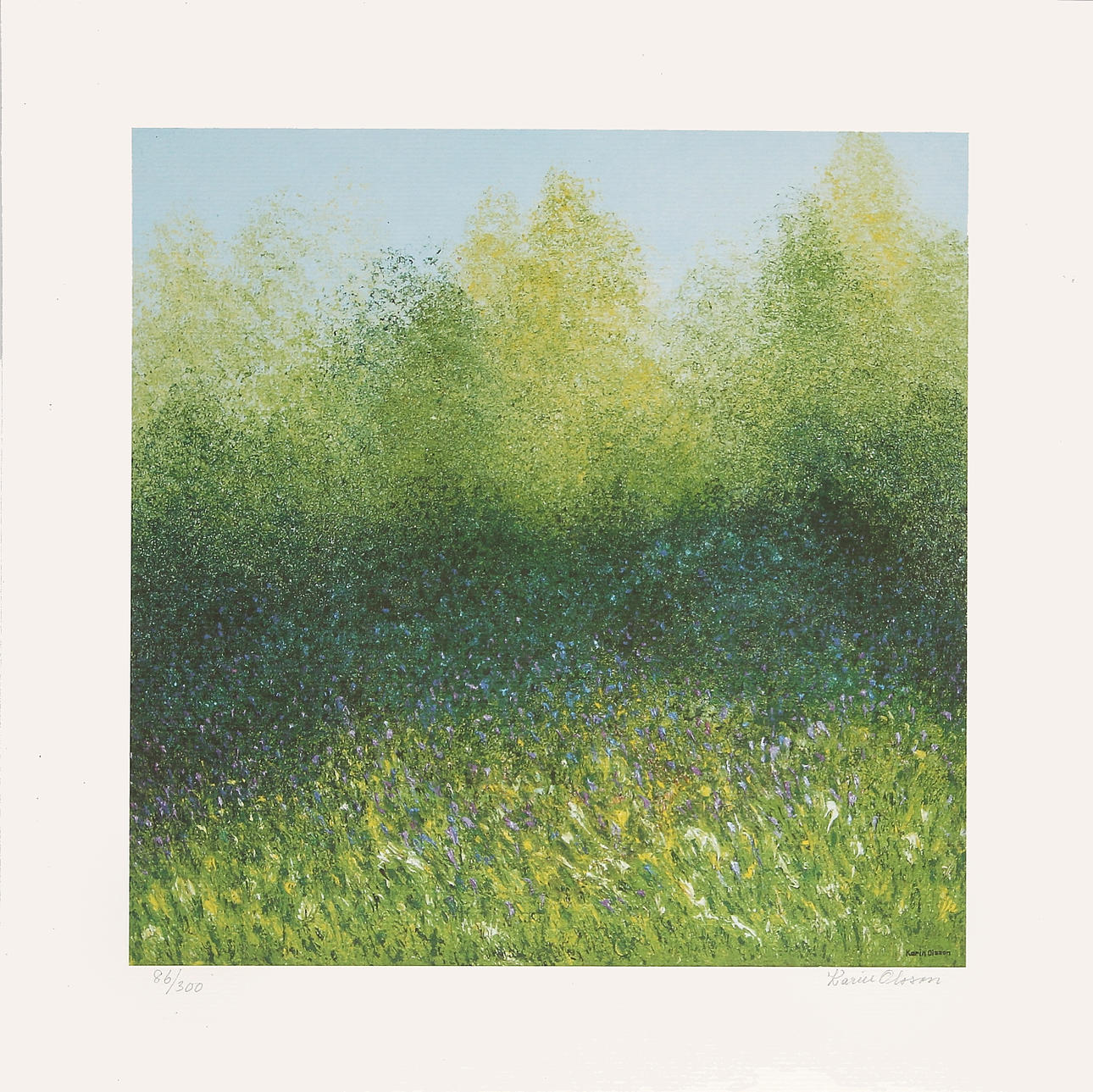 KARIN OLSSON. Skogsbryn, litografiskt tryck, signerad och numrerad 86/300.