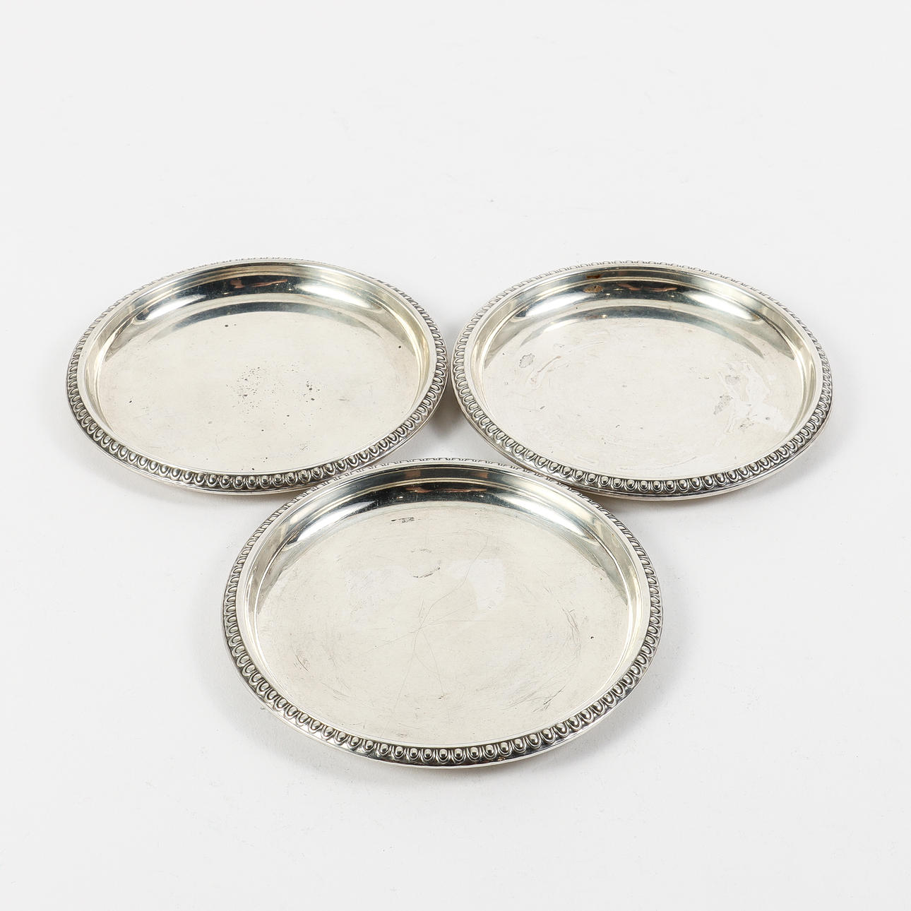 DAVID ANDERSEN. Coasters 3 stycken, silver, Norge, 1900-talets första hälft.