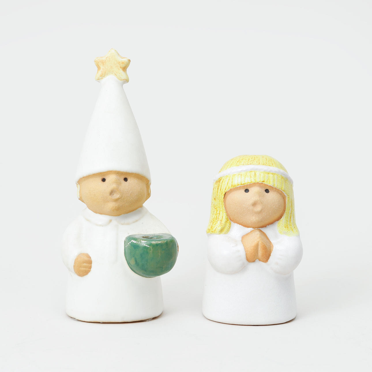 LISA LARSON. "Advent", ljusstakar, 2 st, stengods. Rörstrand.