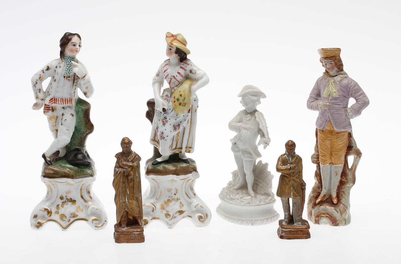 FIGURINER, 6 st, keramik, 1800-1900-tal.