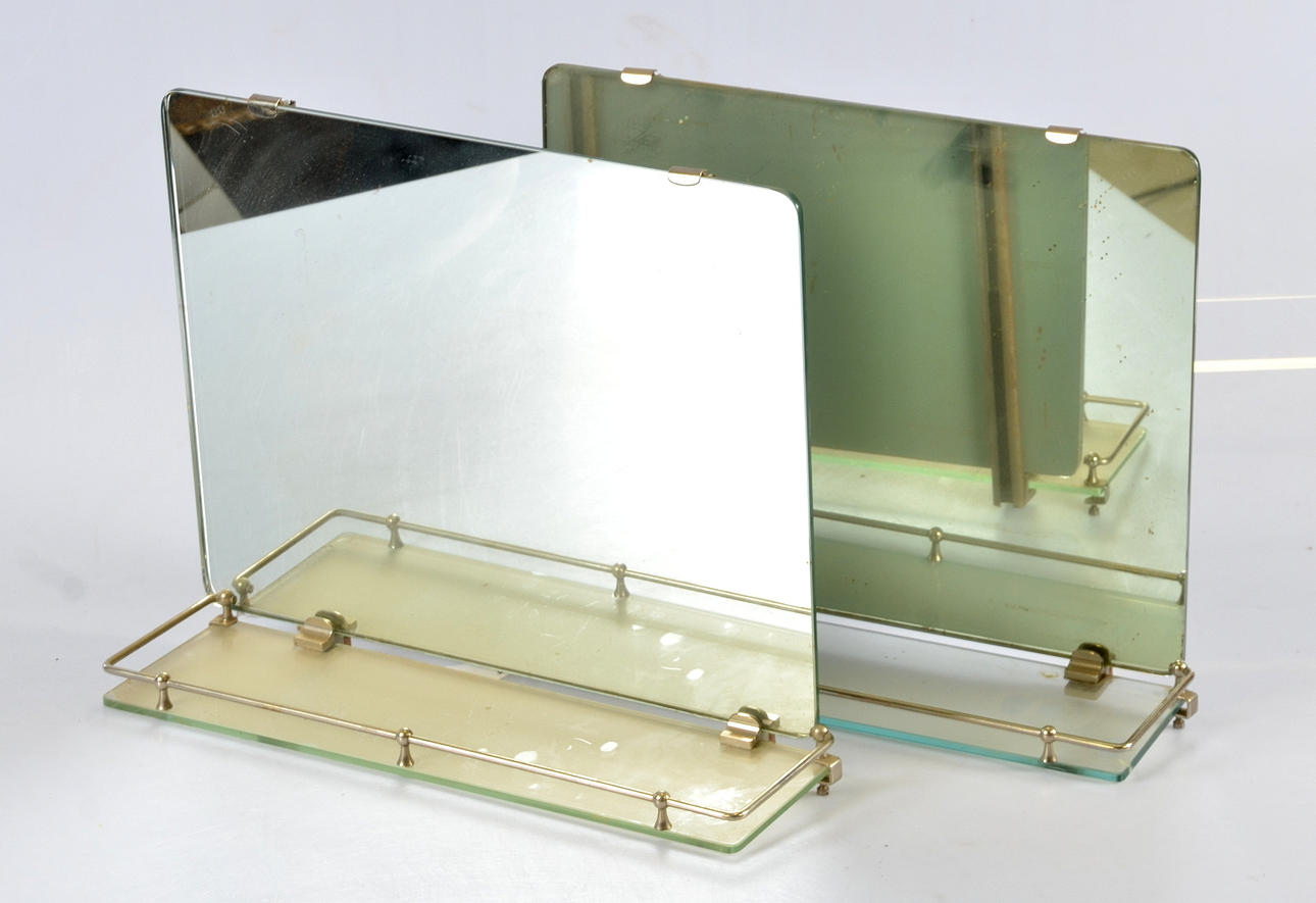 BADRUMSSPEGLAR, 2 st, glas/metall.