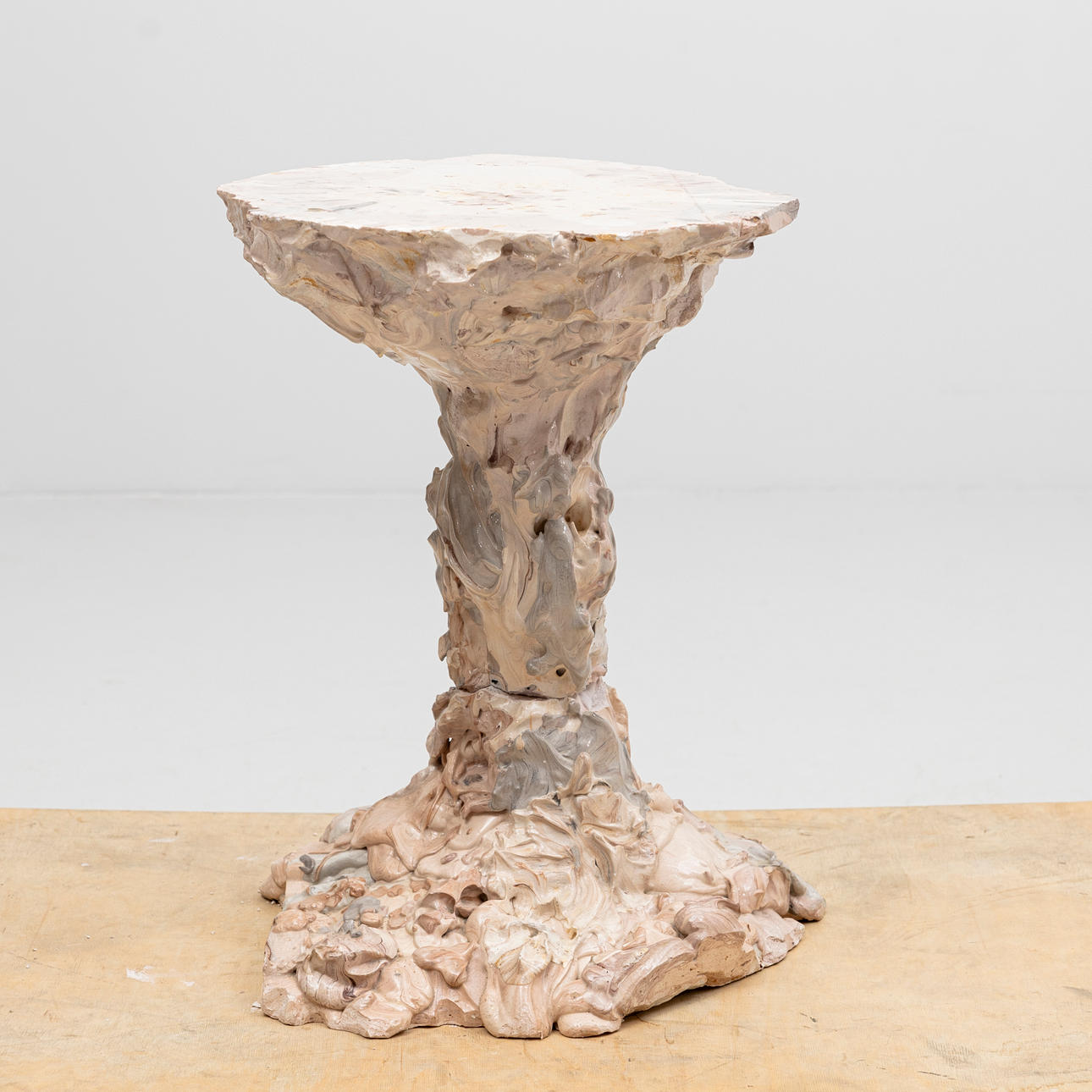 ANNA HARSTRÖM. Pedestal, surface-treated and colored plaster, signed, dated -18.