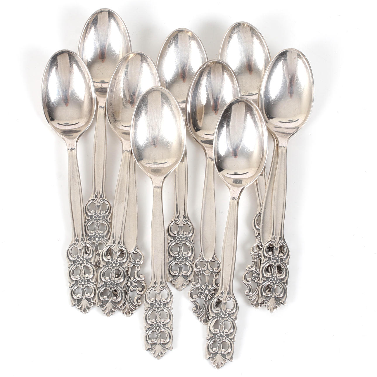 KAFFESKEDAR 11 st, silver, Norge, 146 gram.