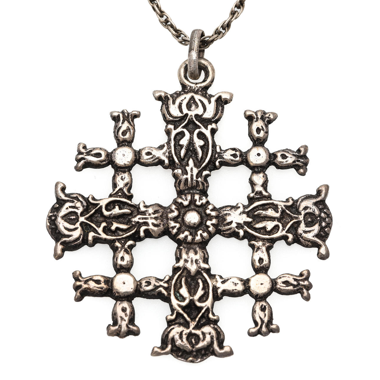 HÄNGE med KEDJA, silver, kors, Jerusalem.