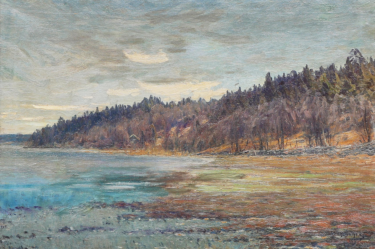 WILHELM BEHM. Oil painting, signed, dated 1893, coastal landscape.