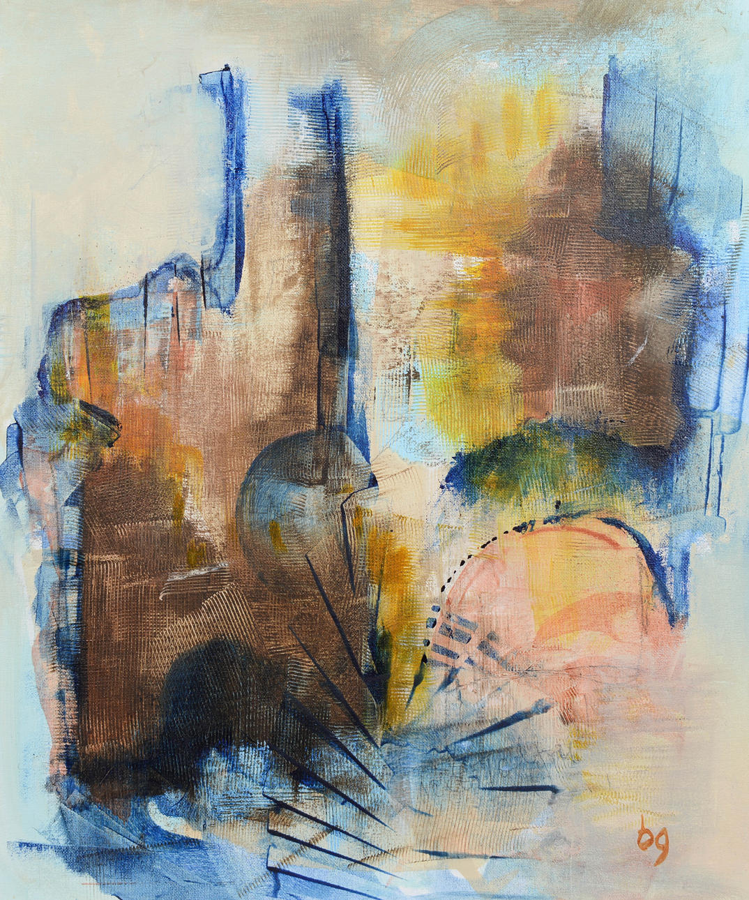 BIRGITTA GLENMARK. Composition, mixed media on cardboard, monogram signed.