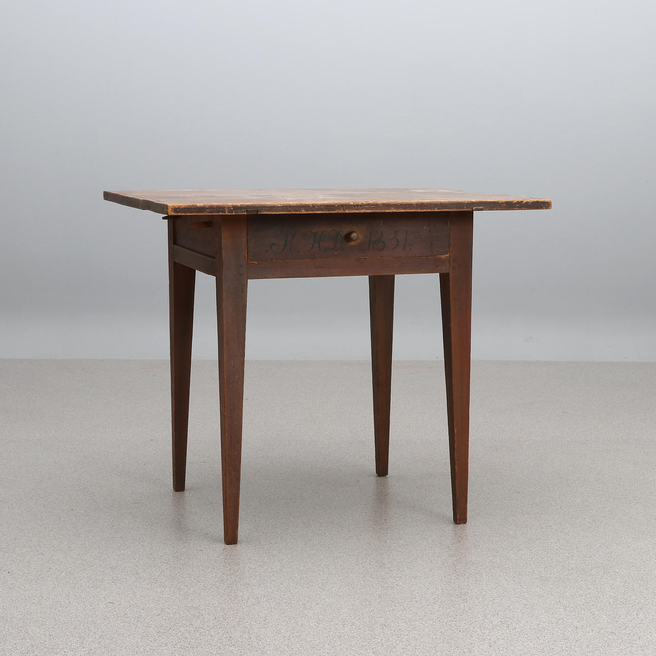 MÖSSBORD. Painted pine with one drawer. Signed and dated 1851.