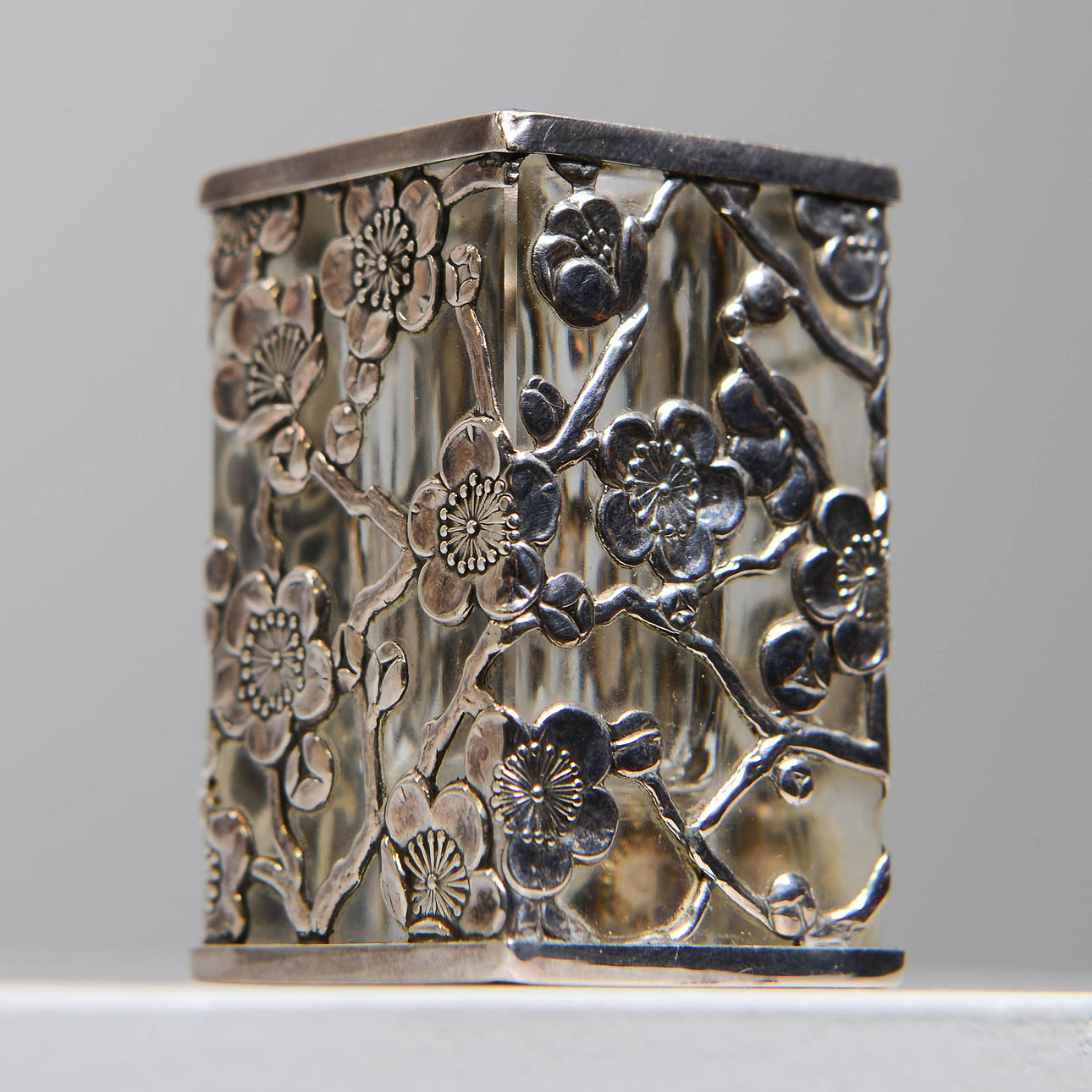 SMALL PEN HOLDER/VASE, silver, Japan.