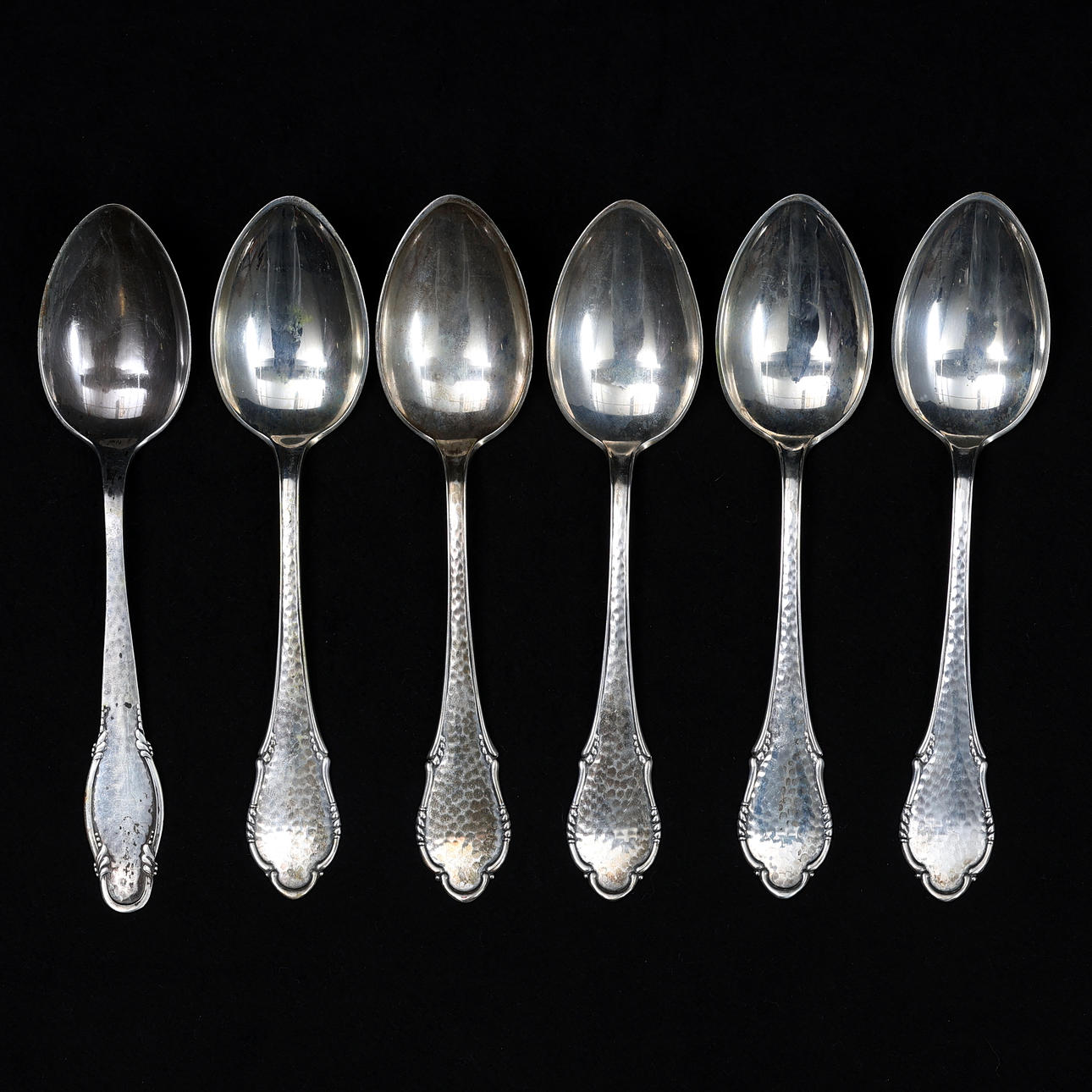 SKEDAR. 6st, silver, Danmark, ca 275gram.