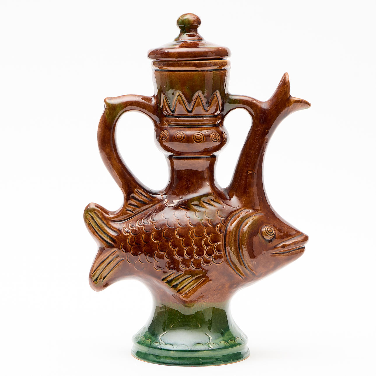 KARAFF MED LOCK, Ryssland, glaserad keramik, 1900-talets slut.