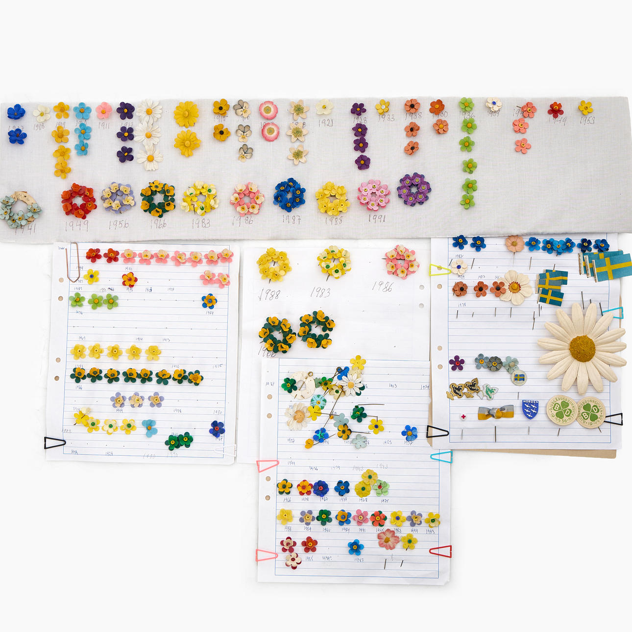 MAJBLOMMOR, collection, 143 pcs, including 2 pcs from 1907.