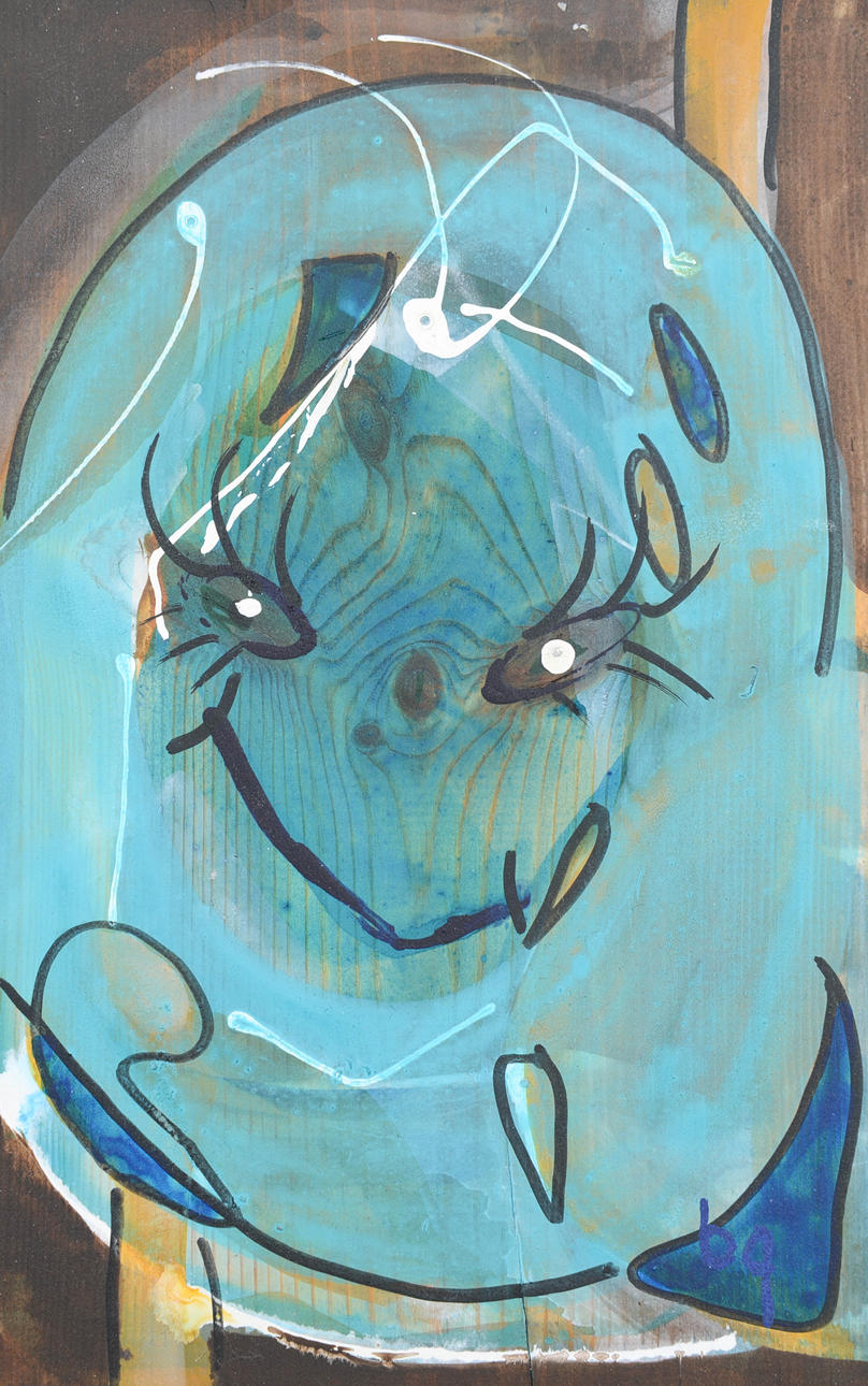 BIRGITTA GLENMARK. Composition, acrylic on wood, monogram signed.