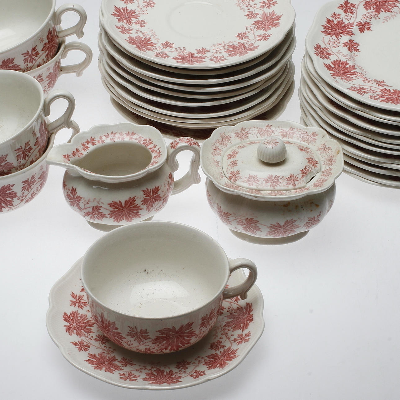 SERVISDELAR, 23 delar, flintgods, "Vinranka", Arthur Percy, Gefle.