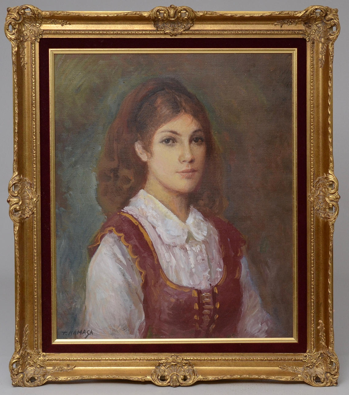 TADEUSZ KAMASA. PORTRÄTT AV KVINNA, OLJA PÅ DUK.