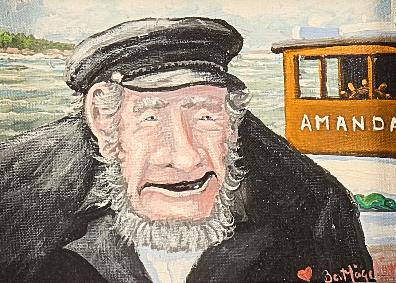BERT HÅGE HÄVERÖ. Oil painting, Signed 1971, Archipelago fisherman.