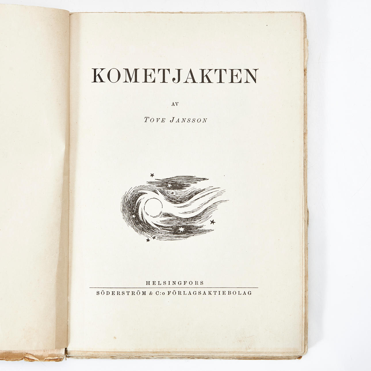 KOMETJAKTEN AV TOVE JANSSON, första upplagan, Helsingfors 1946.