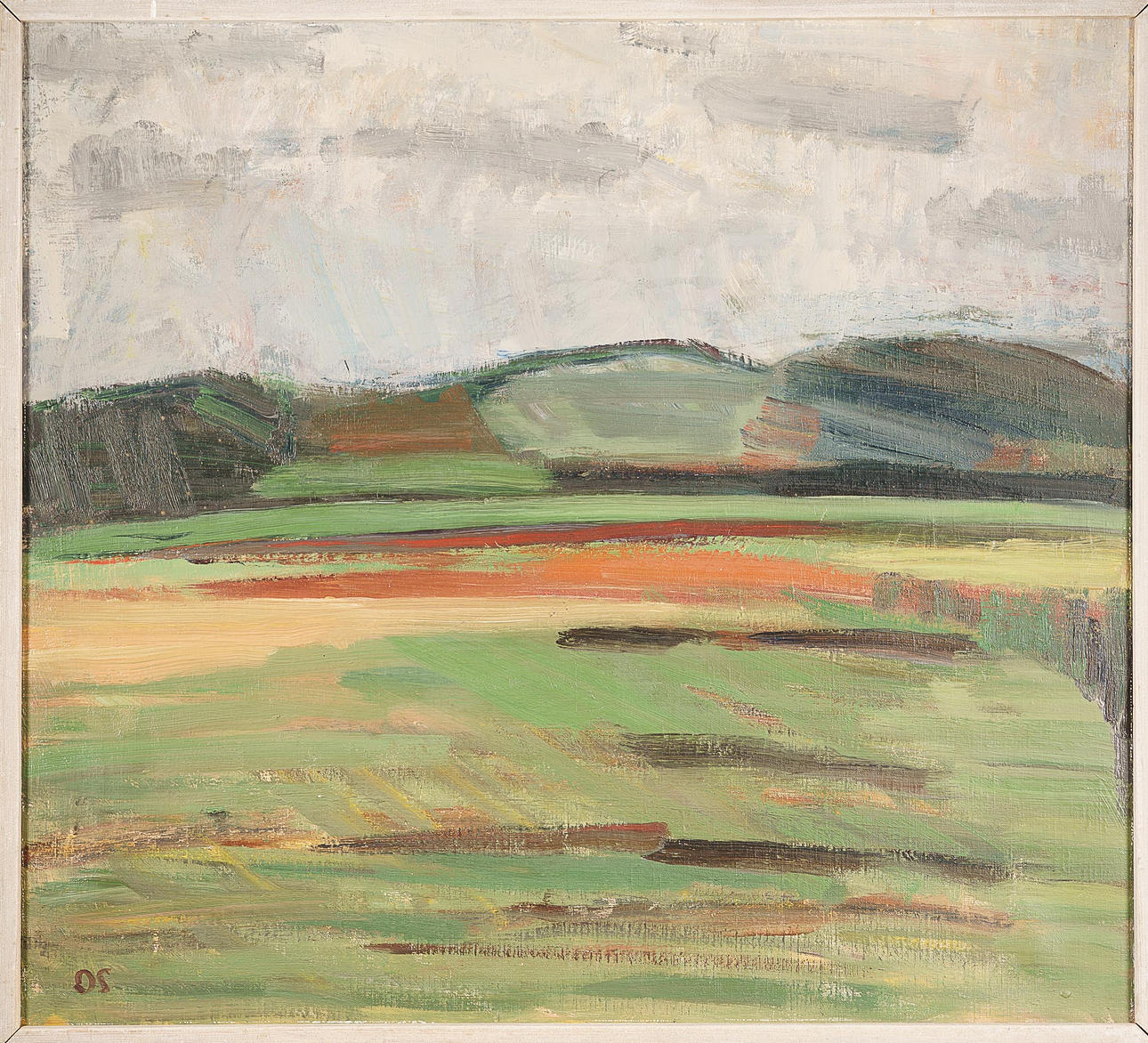 OLLE SKAGERFORS. Olja på duk "Knapegården" Signerad 1900-tal.