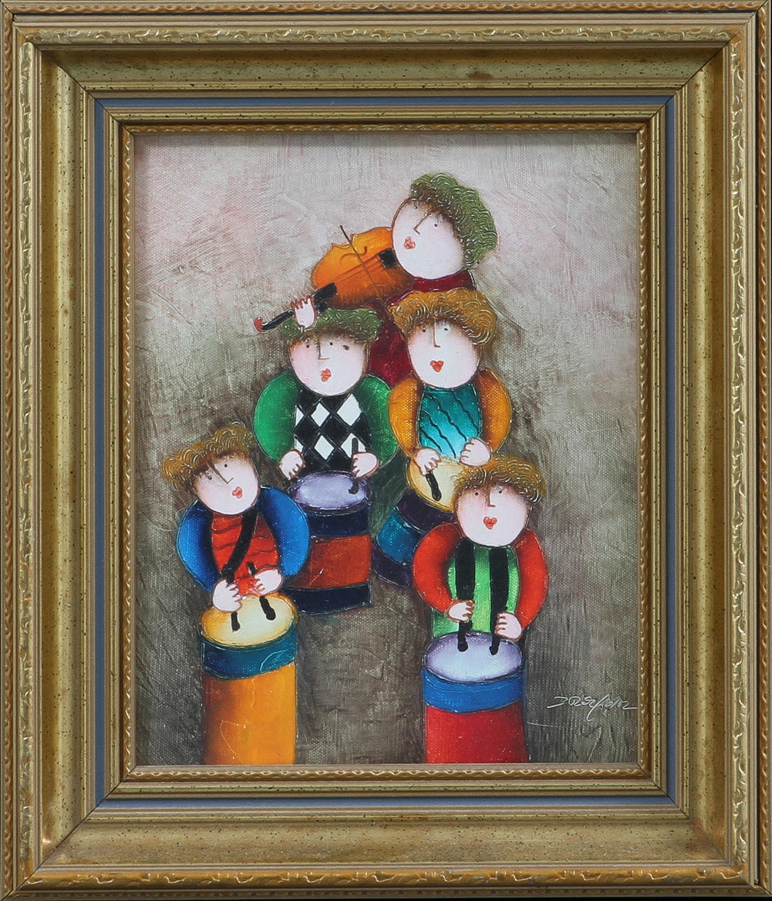 JOYCE ROYBAL. Musiker, olja på duk, sign.