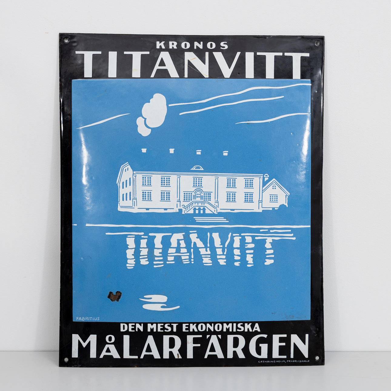 KRONOS TITANVITT, emaljskylt.