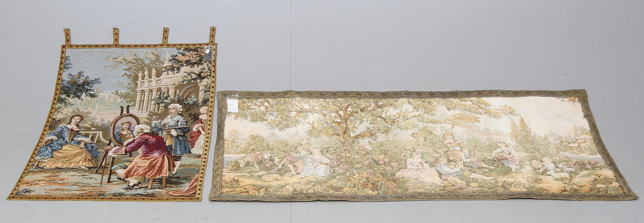 BONADER, 2 st, rokokostil, dekor med figurscener. 1900 tal.