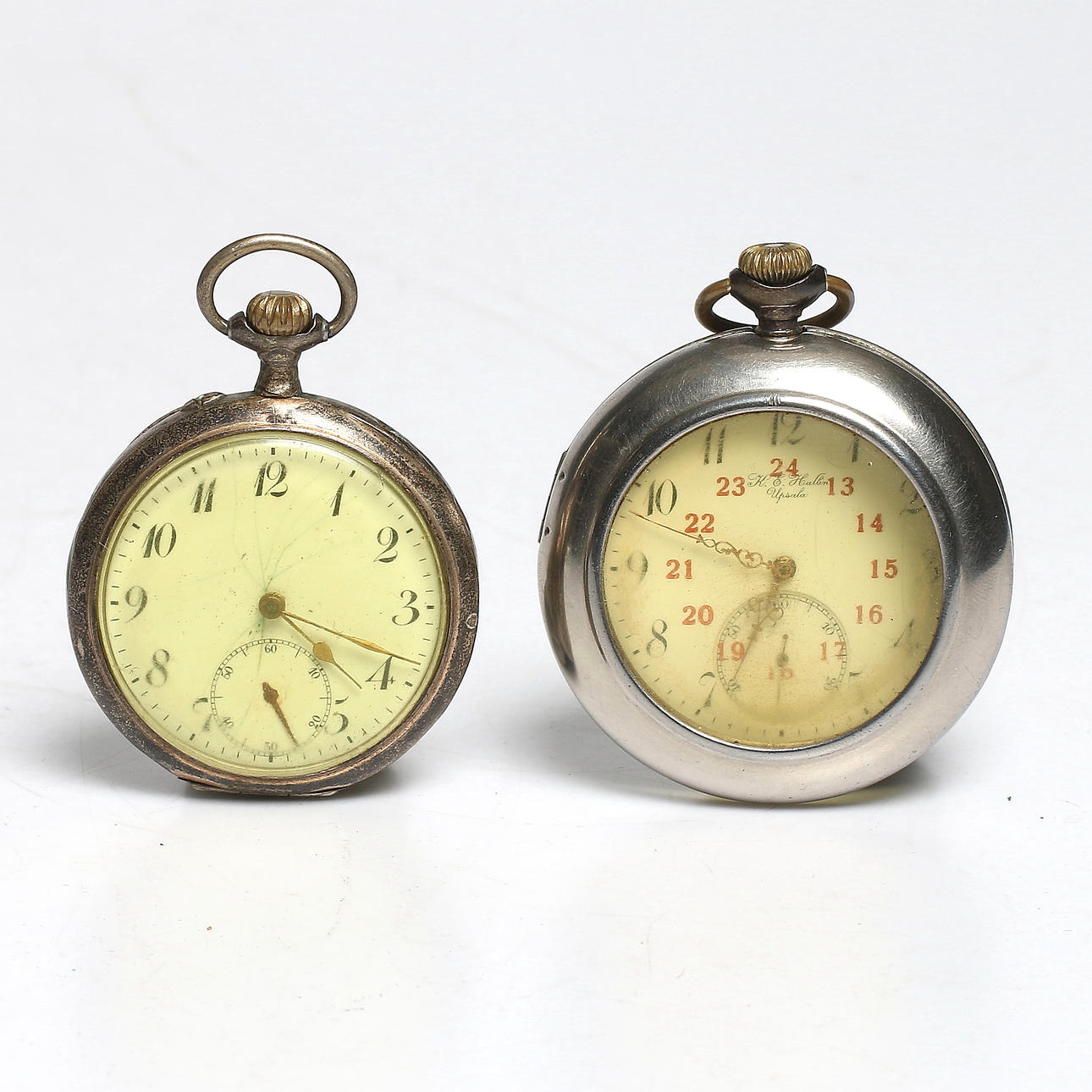 FICKUR, 2 st. silver. bl.a. Ancre märkt "K.G. Hallin, Upsala", tidigt 1900-tal.