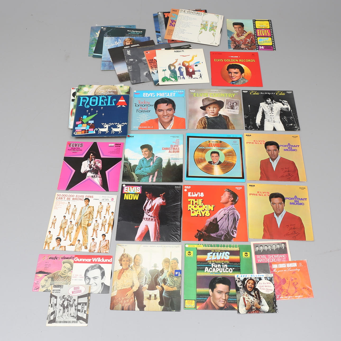 LP-SKIVOR, 37 st, varav 14 Elvis Presley samt EP-SKIVOR, 6 st.