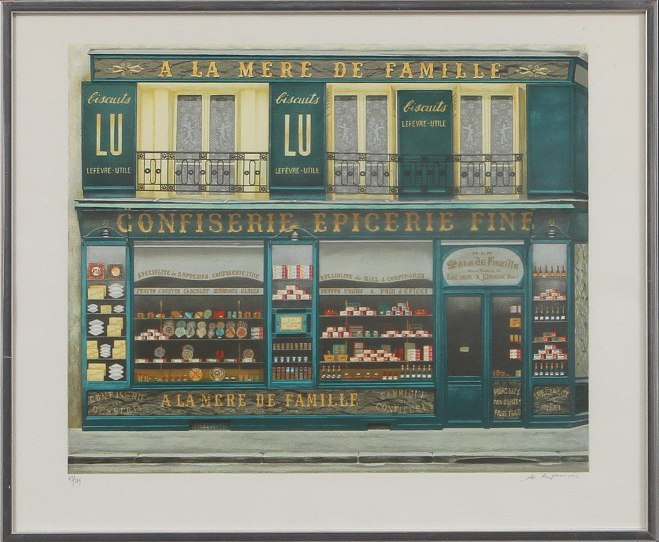 ANDRE RENOUX. Butiksfasad, färglitografi, signerad och numrerad 45/175.