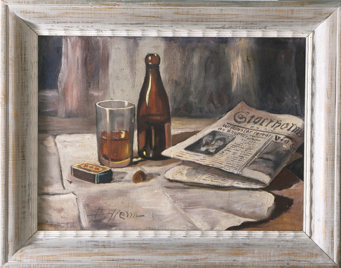 OIDENTIFIERAD KONSTNÄR. Still life, oil on canvas, signed B Hjelm.