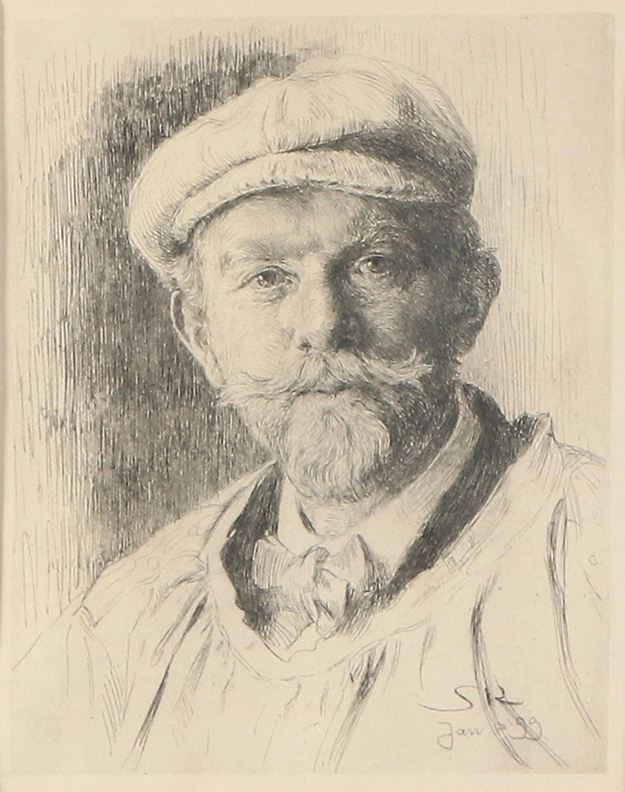 PEDER SEVERIN KRÖYER. Etching. Self-portrait. Signed in the plate.