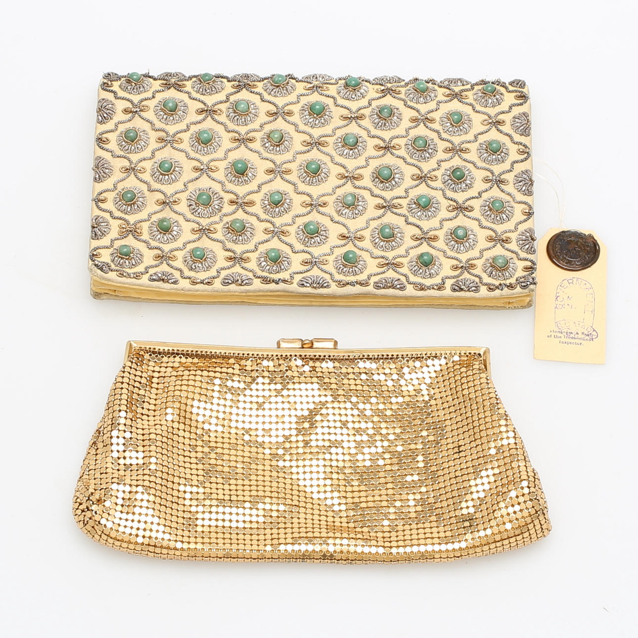 AFTONVÄSKOR, 2 st, bl a Zari, Jewel House, Agra, Indien, 1900-talets första hälft.