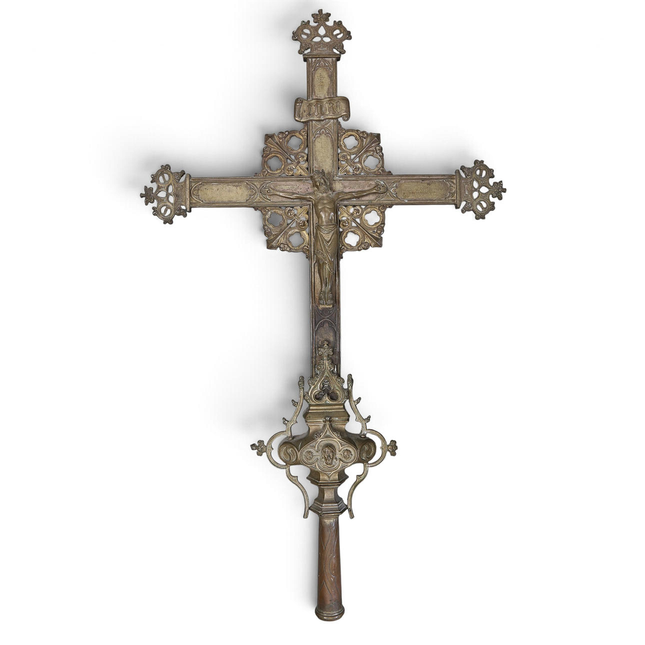 NEO-GOTHIC processional cross in brass, late 19th century. Art ...