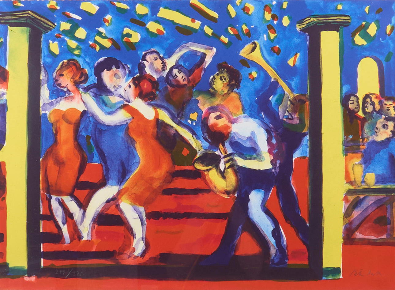 PETER DAHL. Colour lithograph, signed 259/375 "mellan pelare".