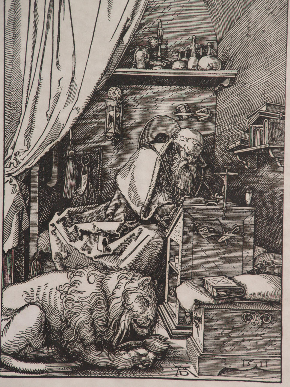 ALBRECHT DÜRER. Saint Jerome i målet, från 1514, fax.