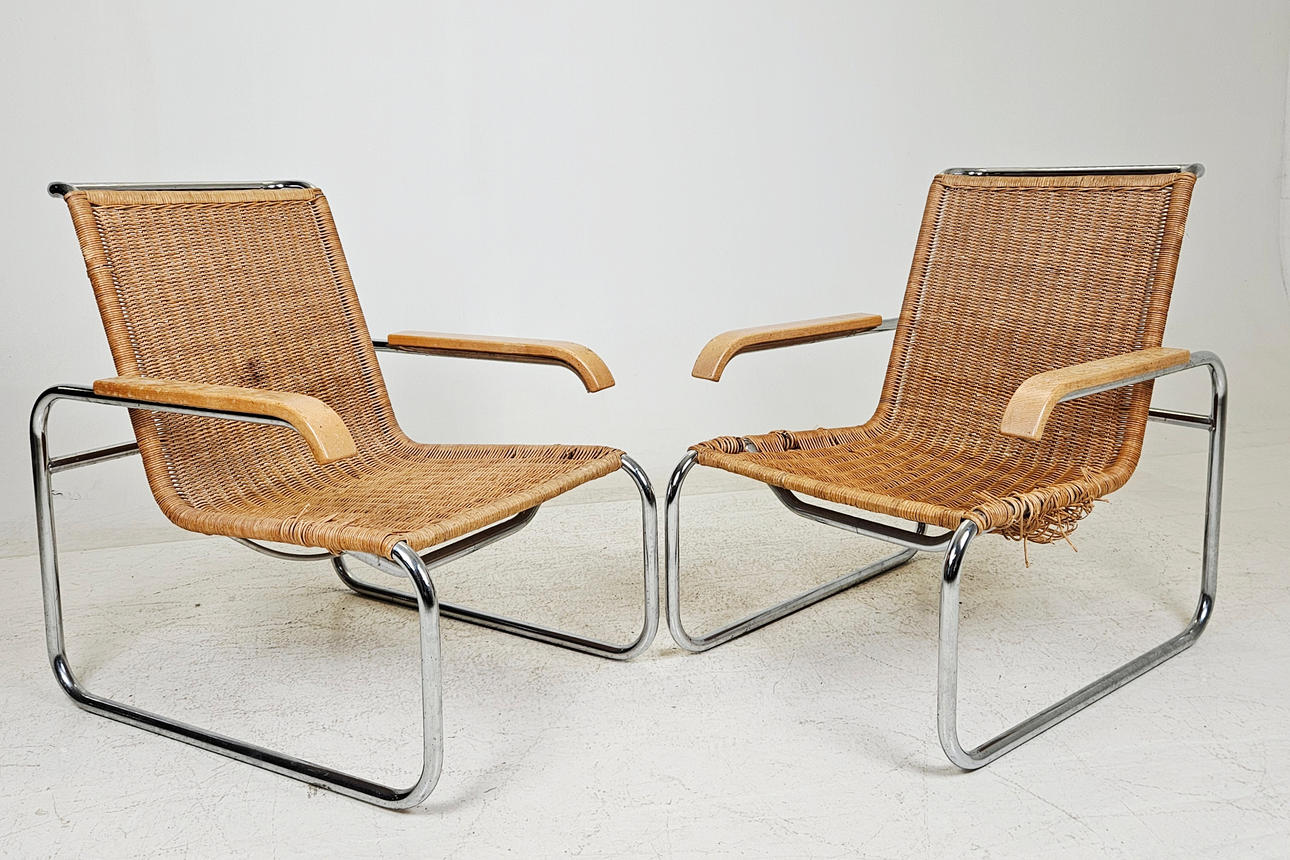 MARCEL BREUER. "S 35". Armchairs, a pair, Thonet.