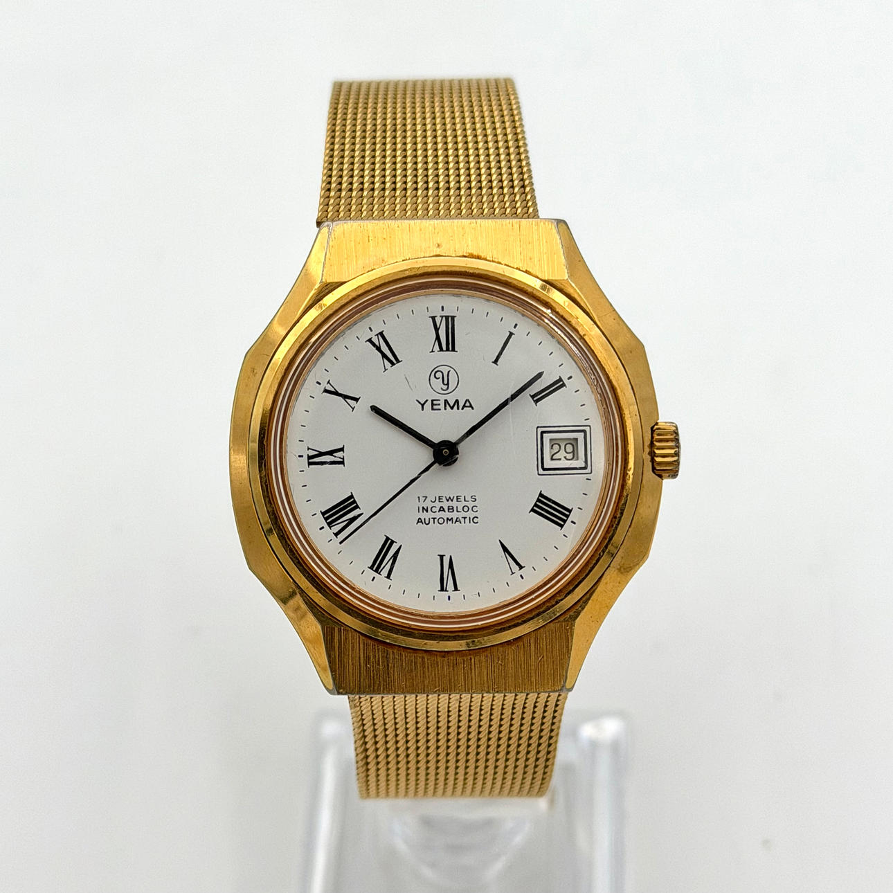 YEMA, wristwatch, 1970s, automatic, gold-plated.