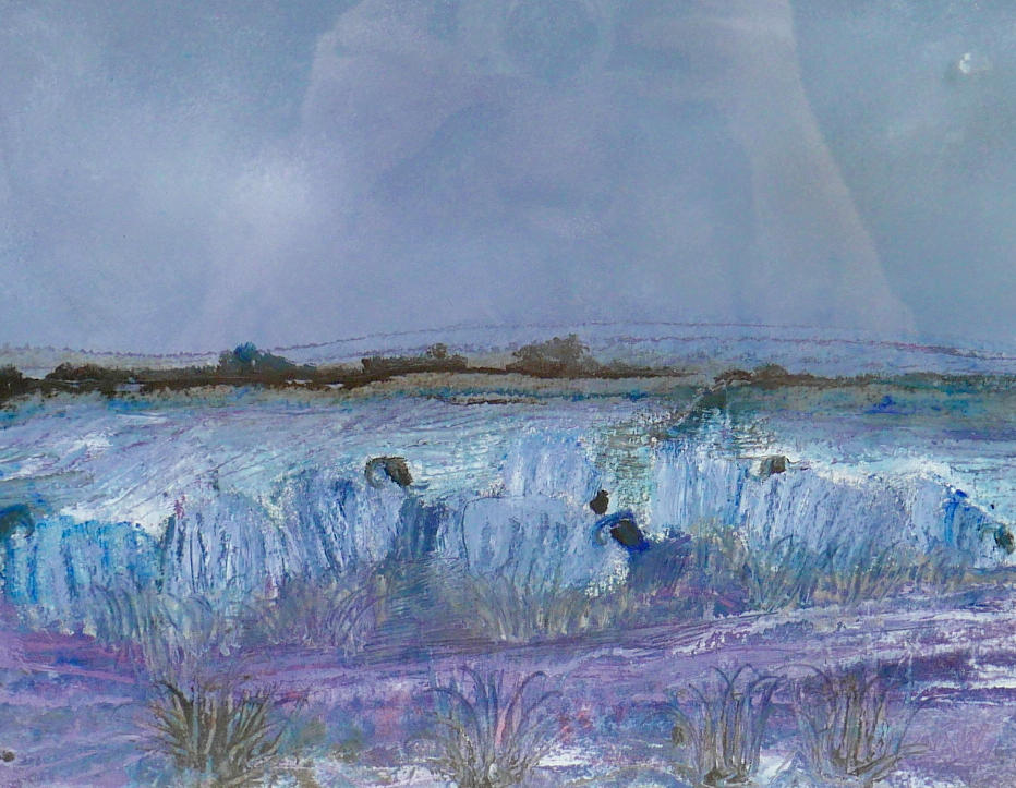 KAREN WALLBANK (BRITISH, B. 1957): ‘BLUE LANDSCAPE’.