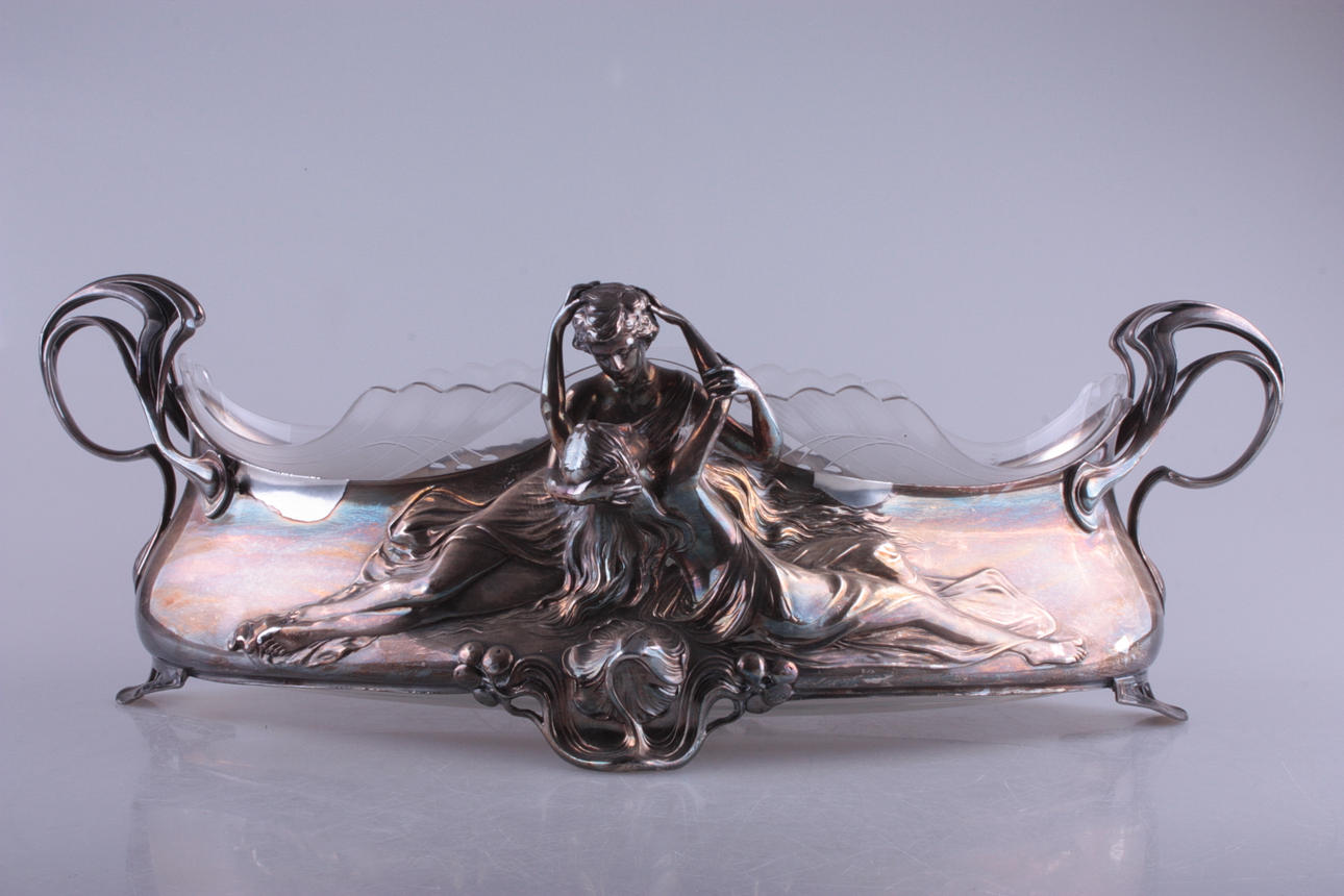 HÄNKELSKÅL, med glasinsats, art-decostil.