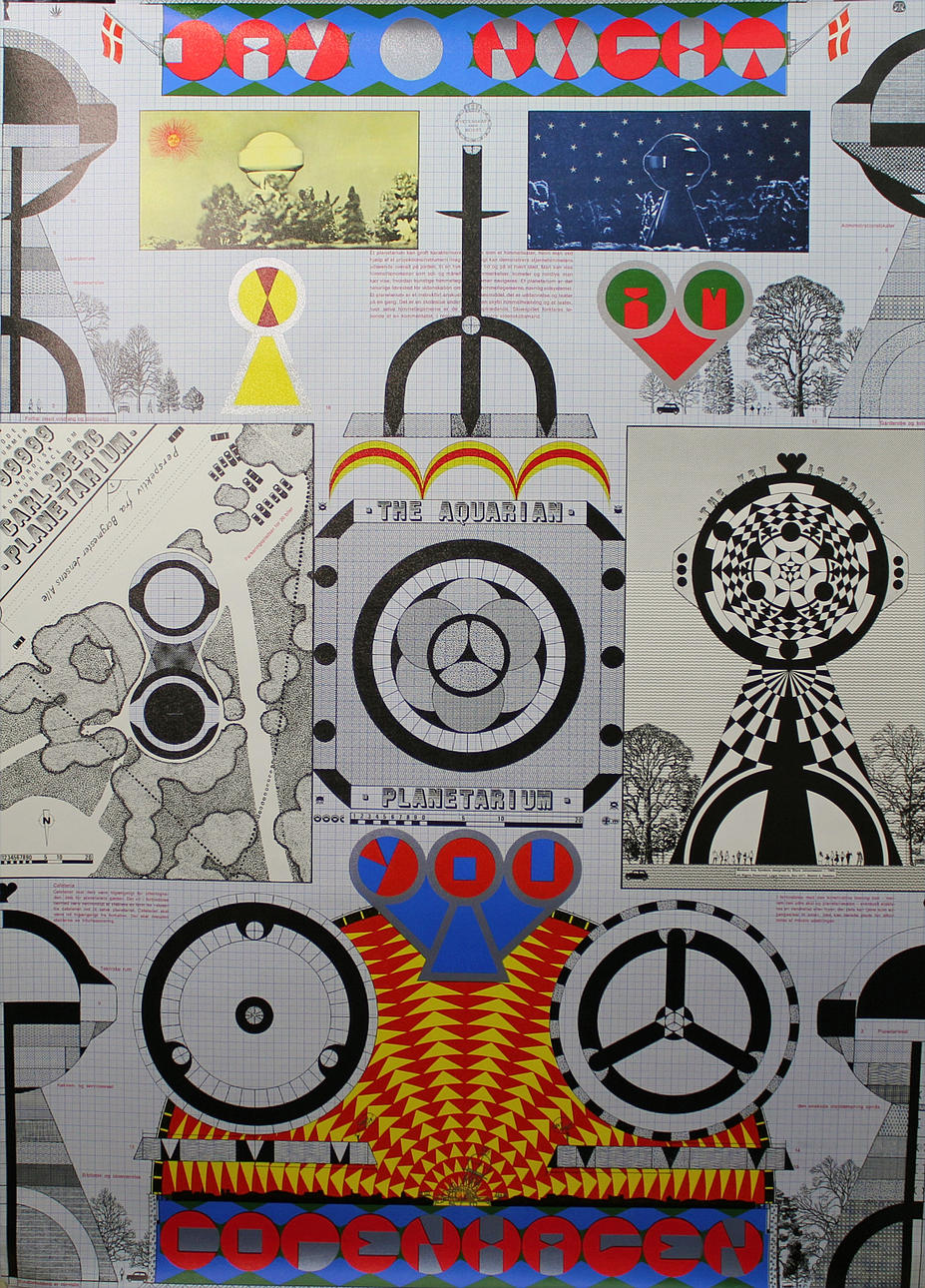 STURE JOHANNESSON. The Aquarian Planetarium Day And Night — I Am You — Copenhagen 1969. Färglitografi. Osignerad.