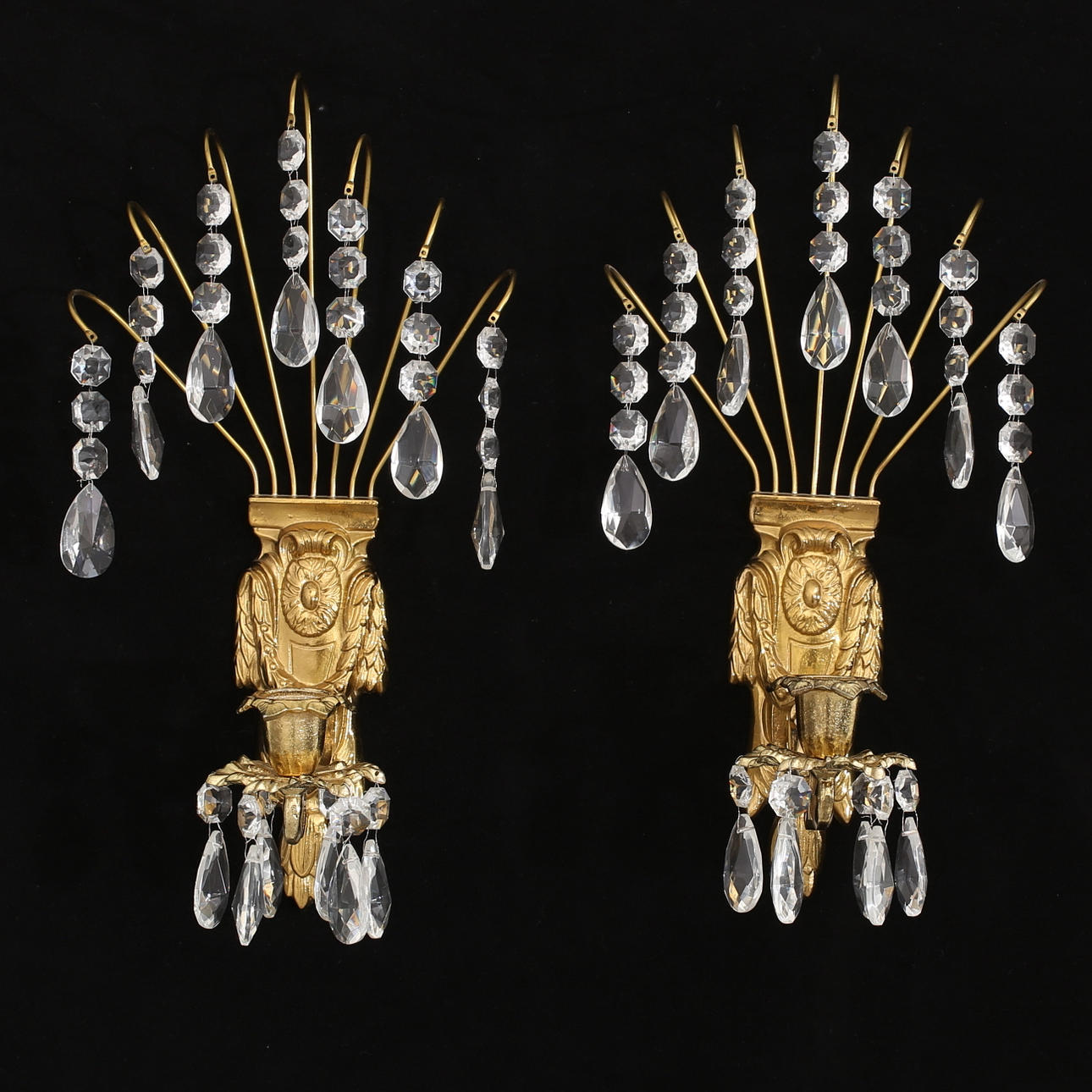 LJUSLAMPETTER, 1 par, mässing, 1900-tal.