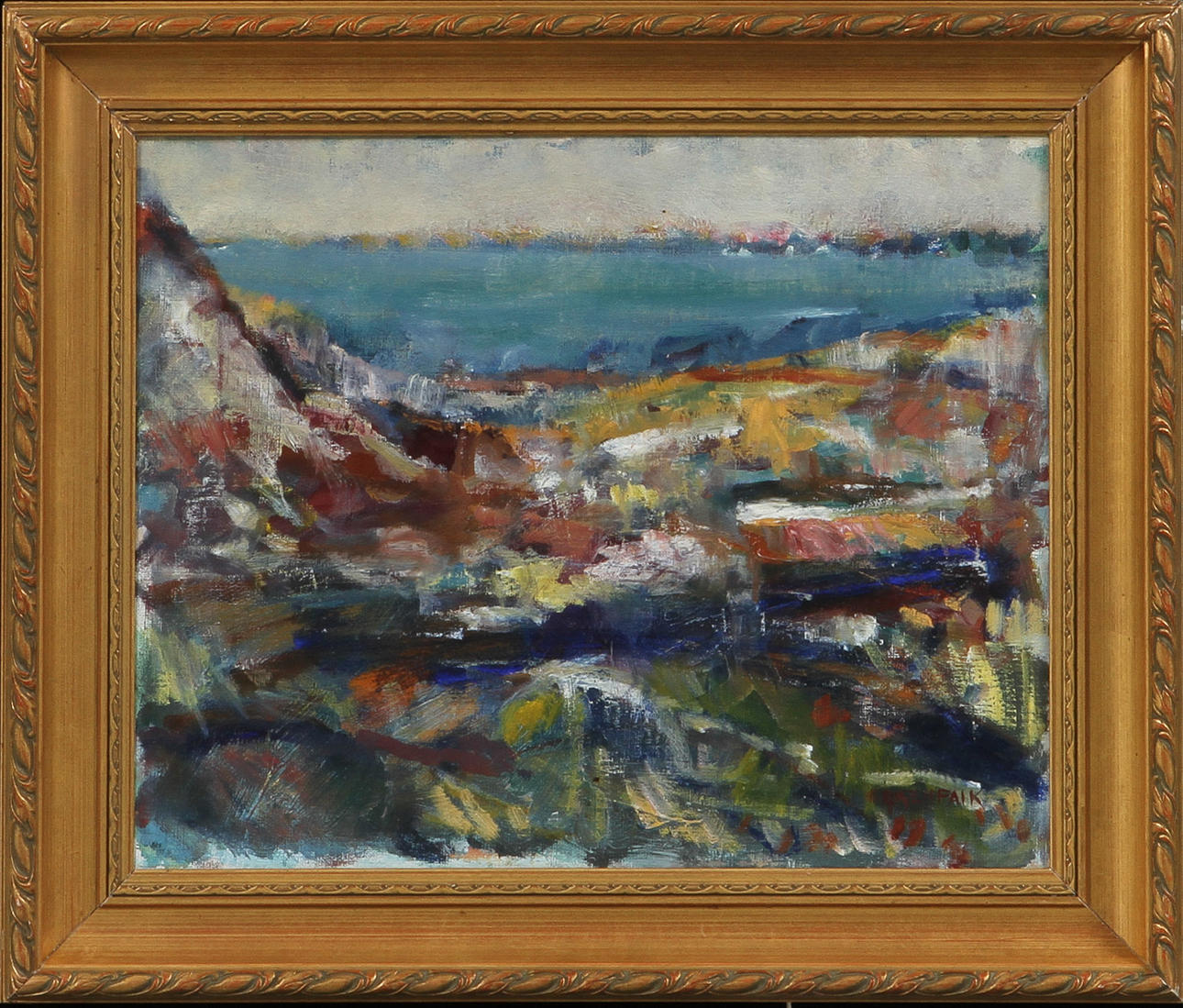 KJELL FALK. Kustlandskap, olja på duk, signerad.