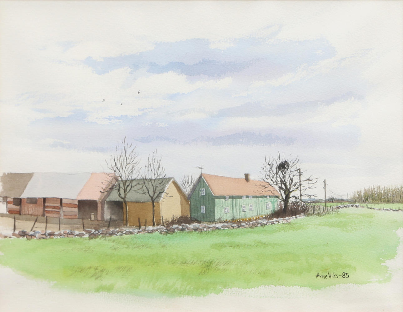 ANNE WILKS. AKVARELL, signerad, 1985.