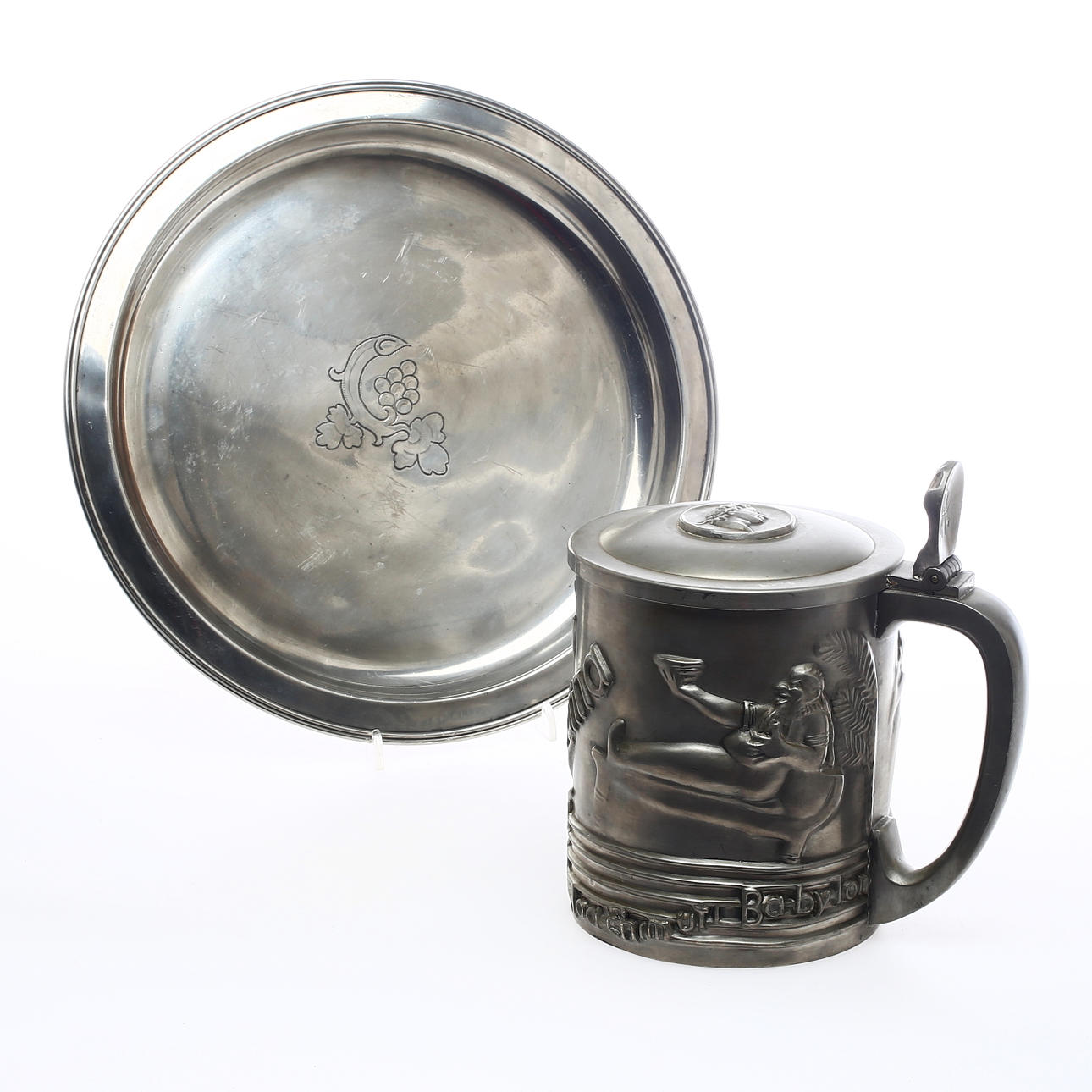 STOP samt BRICKA, tenn, delvis GAB, 1930-tal.