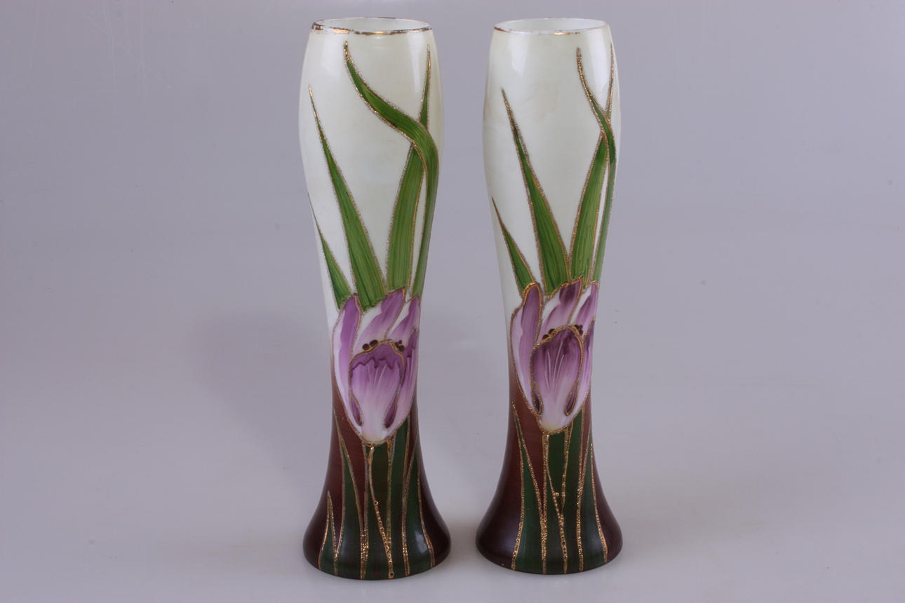 FLUSSVASER, ett par, glas.1900-tal.