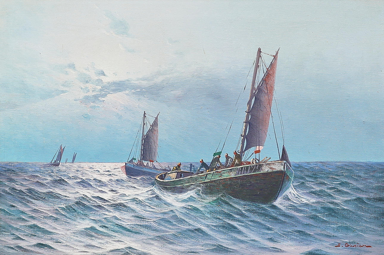 JOHAN OSSIAN-ANDERSSON. Oil painting, signed, sailing ship.