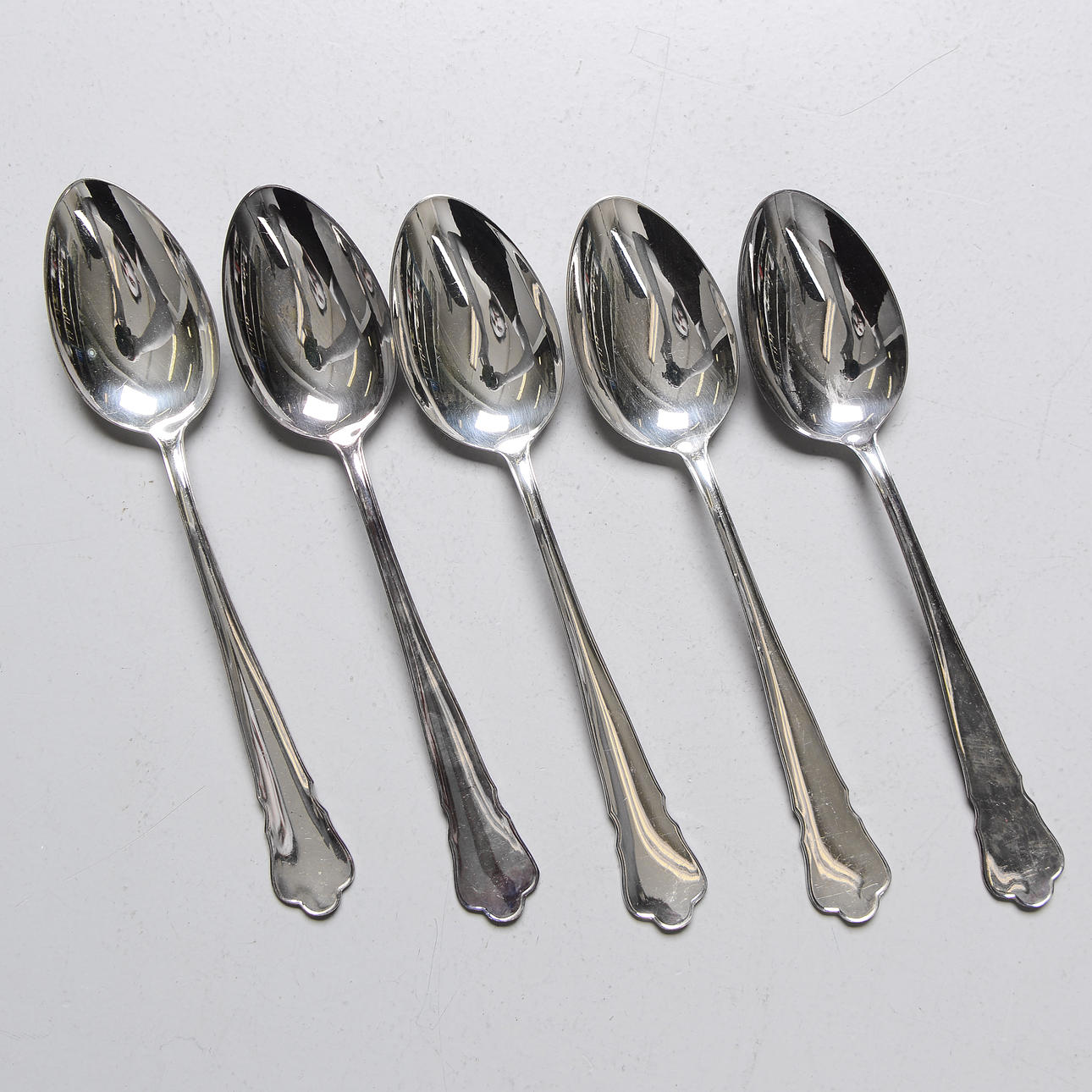 SPOONS, 5 pcs, silver, "Chippendale", GAB.
