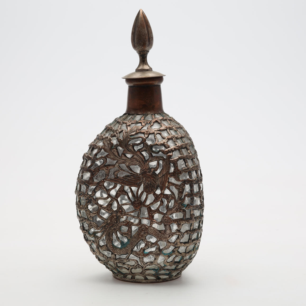 FLASKA glas med metallhölje.