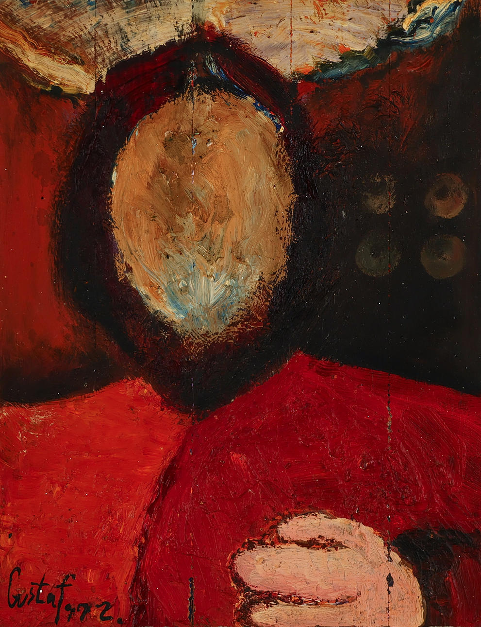 UBEKENDT KUNSTNER. Composition with figure, oil on board, signed and dated 1971.